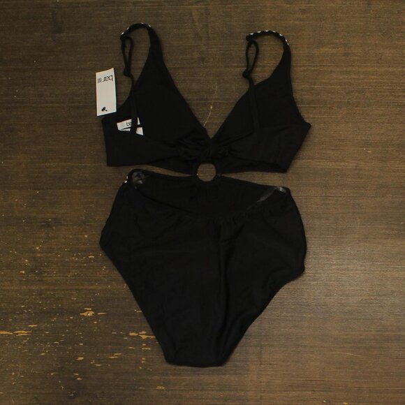 NWT Bar III Womens Tell Me About It Studded One Piece Swimsuit Black / Silver S - Picture 3 of 6
